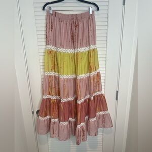 Anthropologie Kavita Bhartia Tiered Tie-Dye Maxi Peasant Skirt - Small​​​​